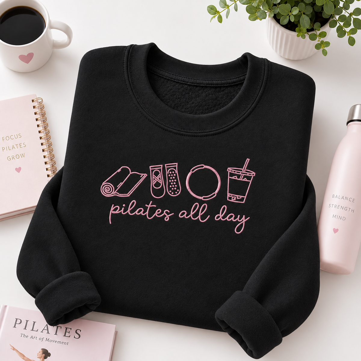 Pilates all day Embroiered Personalized