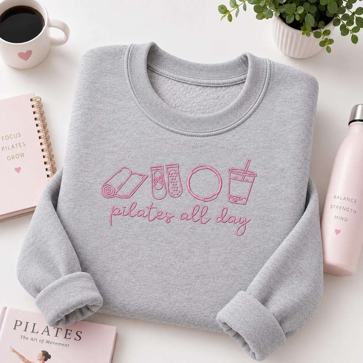 Pilates all day Embroiered Personalized
