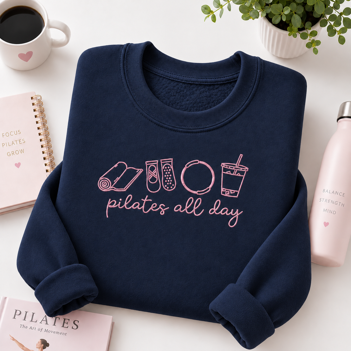 Pilates all day Embroiered Personalized