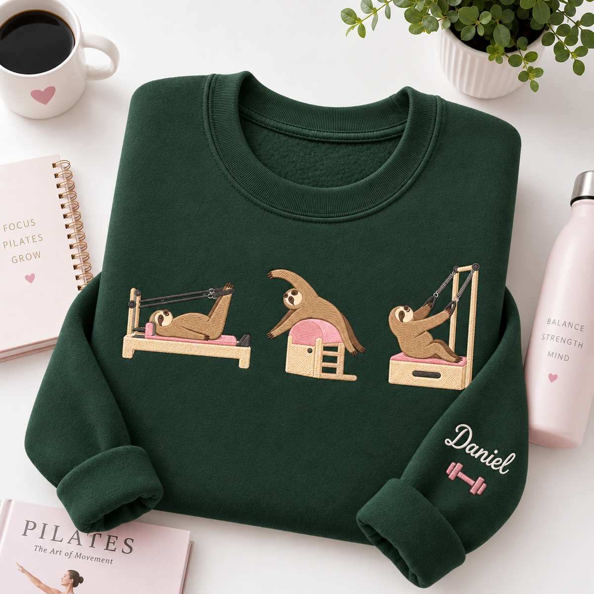 Sloth Pilates Embroiered Personalized