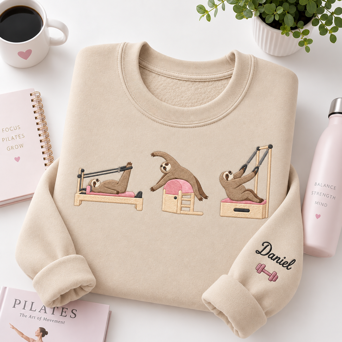 Sloth Pilates Embroiered Personalized