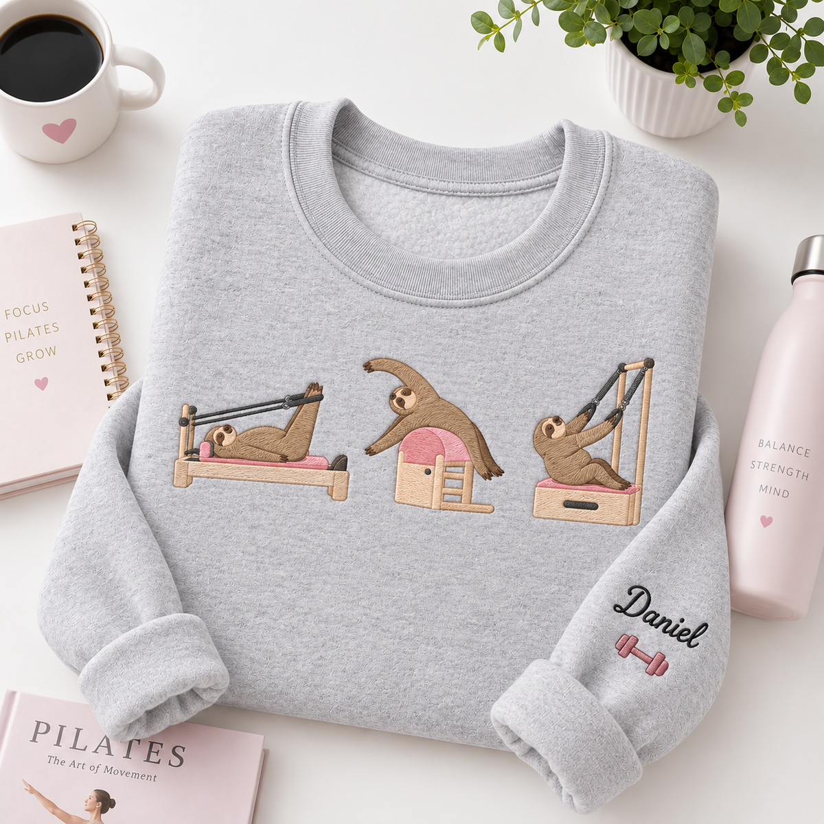 Sloth Pilates Embroiered Personalized