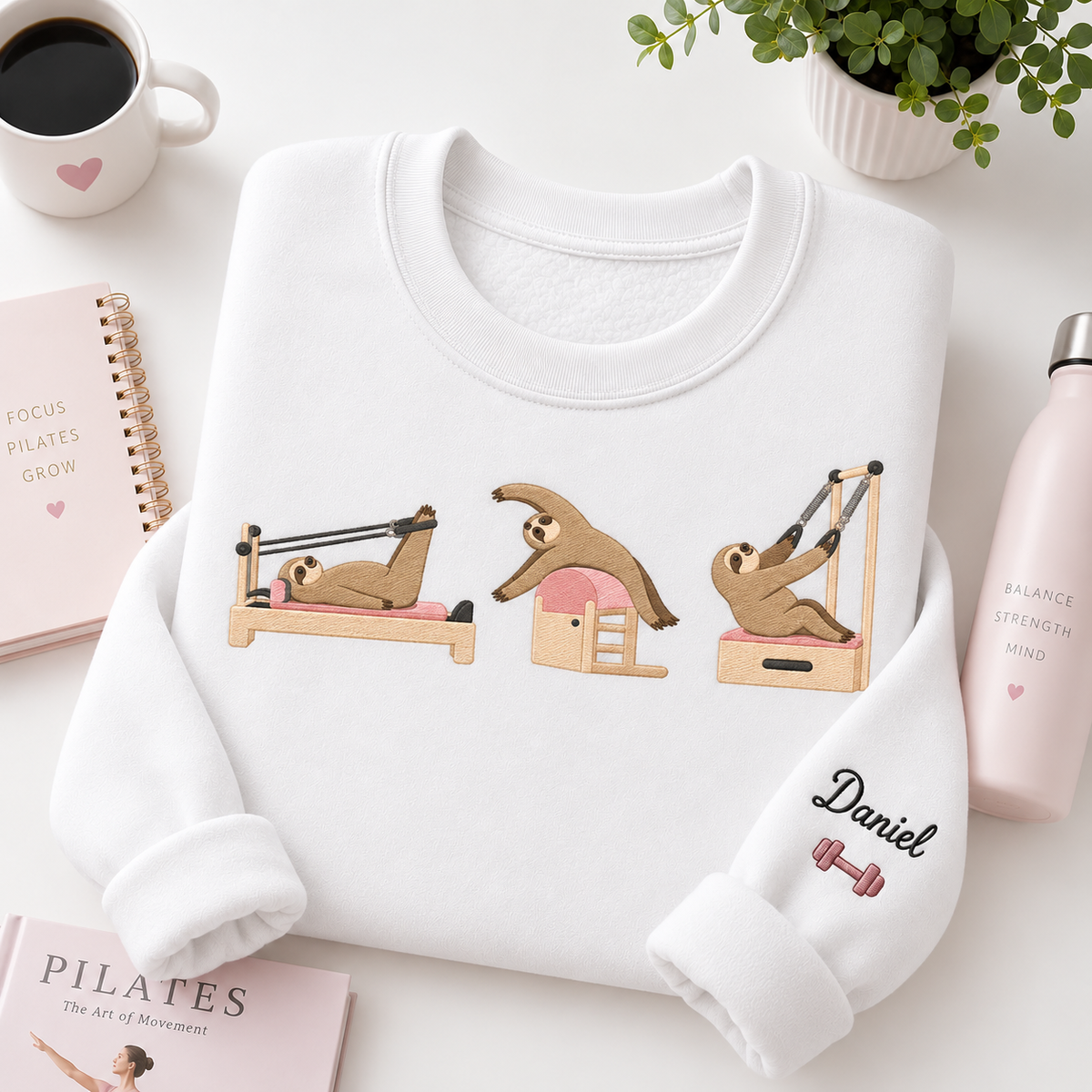 Sloth Pilates Embroiered Personalized